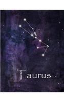 Taurus: Constellation Lined Journal or Notebook, Deep Space and Taurus Design, 8.5 x 11, 150 Fully Lined Pages