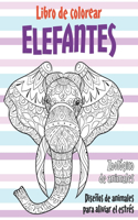 Libro de colorear - Diseños de animales para aliviar el estrés - Zoológico de animales - Elefantes