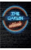 The OAKLYN Notebook: Vintage Blank Ruled Personalized & Custom Neon Sign Name Dotted Notebook Journal for Girls & Women. Wall Background. Funny Desk Accessories. Retro B