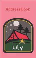 Lily: Personalized Address Book for Girls who Love Camping and Summer Camp