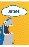 Janet: Great White Shark Blank Comic Book Notebook Journal Book 120 Pages 6x9