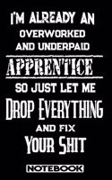 I'm Already An Overworked And Underpaid Apprentice. So Just Let Me Drop Everything And Fix Your Shit!: Blank Lined Notebook - Appreciation Gift For Apprentice