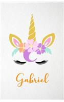 Gabriel A5 Lined Notebook 110 Pages: Funny Blank Journal For Lovely Magical Unicorn Face Dream Family First Name Middle Last Surname. Unique Student Teacher Scrapbook/ Composition Great