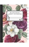 Blank Music Sheet Notebook: Beautiful PurpleFloral Themes Style, Music Manuscript Paper, Staff Paper, 8.5" x 11" (21.59cm x 27.94cm), 120 pages, 12 Staves (Music Composition Bo