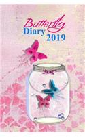Butterfly Diary 2019: Pretty Ladies Diary Note Book Pink Blue Elegant Butterflies Mason Jar Cover - One Week Per Page Diary Plus 20 Blank Ruled Pages Handy For Phone Numb