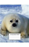Composition Book 100 Sheets/200 Pages/8.5 X 11 In. College Ruled/ White Seal: Writing Notebook Lined Page Book Soft Cover Plain Journal Ocean Seal Animal