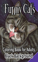 Cat Adult Coloring Book Black Background