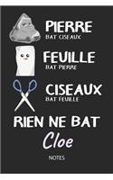 Rien ne bat Cloe - Notes: Noms Personnalisé Carnet de notes / Journal pour les filles et les femmes. Kawaii Pierre Feuille Ciseaux jeu de mots. Fournitures scolaires, premier