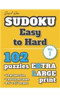 David Karn Sudoku - Easy to Hard Vol 1: 102 Puzzles, Extra Large Print, 42 pt font size, 1 puzzle per page