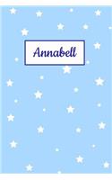 Annabell: Personalized Name Journal. Wide Ruled (Lined) Writing Diary, Composition Book. Baby Blue Star Cover for Girls, Kids and Teens