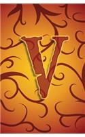 V: Monogram Initial "V" Gothic Notebook Journal 3D For Boys, Girls, Men, Women