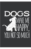 Notebook: Dogs Make Me Happy You Not So Much Cat Lover Journal & Doodle Diary; 120 Squared Grid Pages for Writing and Drawing - 6x9 in.