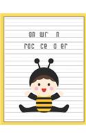 Handwriting Practice Paper: Blank Paper Notebook with Dotted Lined Sheets for K-3 Students Handwriting Workbook 100 Pages 8.5x11 Inch Cute Baby Bee Cover