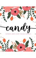 Candy: Notebook - Libreta - Cahier - Taccuino - Notizbuch: 110 pages paginas seiten pagine: Modern Florals First Name Notebook in Coral, Pink & Orange on W