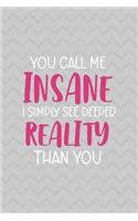 You Call Me Insane I Simply See Deeper Reality Than You