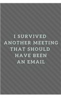 I Survived Another Meeting That Should Have Been An Email: Positive, Inspire, Work, Notebook, Journal, Diary (110 Pages, Lined, 6 x 9)