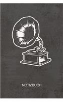 NOTIZBUCH A5 Dotted: Nostalgie Liebhaber Notizheft GEPUNKTET 120 Seiten - Grammophon Notizblock Steampunk Skizzenbuch - Vintage Geschenk für Retro Liebhaber Vintage Lieb