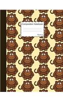 Monkey Composition Notebook: Funny Cartoon Animal Dot Grid Dotted Paper Journal for Girls, Boys and Teens, for Students and Teachers, for School and Work, Journaling and Writing