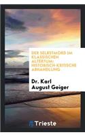 Der Selbstmord Im Klassichen Altertum