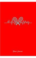 Tennis Journal: Lined Journal - Tennis Racket Heartbeat Black Fun-ny Tennis Player Gift - Red Ruled Diary, Prayer, Gratitude, Writing, Travel, Notebook For Men Wome