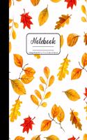 Notebook College Ruled 8.5" x 11" in / 21.59 x 27.94 cm: Composition Book, Fall Leaves Cover, C853