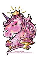 2020 - 2023 Four Year Monthly Calendar Planner and Notebook: Magic Unicorn Princess