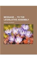 Message to the Legislative Assembly