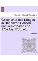 Geschichte des Krieges in Hannover, Hessen und Westphalen von 1757 bis 1763, etc. ERSTER BAND