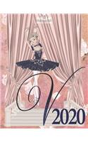 2020 Weekly Planner - Ballerina Princess Monogram Initial Letter 