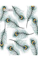 sketchbook: Peacock feathers collection cover (8.5 x 11) inches 110 pages, Blank Unlined Paper for Sketching, Drawing, Whiting, Journaling & Doodling(2 Peacock Feathers Collection Sketchbook)