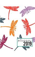 Planner 2019: Dragonfly Pattern Cover- Weekly Planner 2019: 12 Month Agenda - Calendar, Organizer, Notes & Goals.