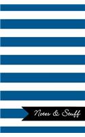 Notes & Stuff Lined Notebook With Oxford Blue Striped Pattern Cover
