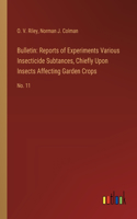 Bulletin: Reports of Experiments Various Insecticide Subtances, Chiefly Upon Insects Affecting Garden Crops: No. 11
