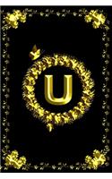 Pretty Golden Initial Monogram Letter U