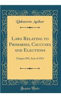 Laws Relating to Primaries, Caucuses and Elections: Chapter 835, Acts of 1913 (Classic Reprint)