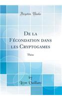 de la FÃ©condation Dans Les Cryptogames: ThÃ¨se (Classic Reprint): ThÃ¨se (Classic Reprint)