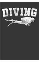 Notebook 6x9 120 Pages: Scuba Diving Diver Vintage Dive