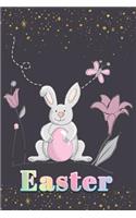 Easter: Novelty Easter Gifts: Small Lined Notebook / Diary ( Cute Grey Rabbit and Butterfly )