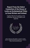 Report From the Select Committee of the House of Lords on Ecclesiastical Titles in Great Britain and Ireland: Together With the Proceedings of the Committee, Minutes of Evidence, and Appendix