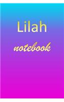 Lilah: Blank Notebook - Wide Ruled Lined Paper Notepad - Writing Pad Practice Journal - Custom Personalized First Name Initial L Blue Purple Gold - Taking 