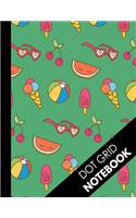 Dot Grid Notebook: Summer Gifts: Dot Grid Journal: Large Dotted Paper Book ( Bullet Grid Notebook ) Awesome Beach Ball Ice Cream Cherry Sunglasses Pattern