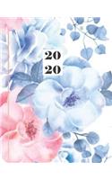 2020: Custom Design Pretty Floral Watercolor 2020 Planner Dated Journal Notebook Organizer Gift - Daily Weekly Monthly Annual Activities Calendars Notes T