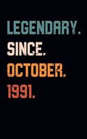 Blank Lined Journal, Notebook, Diary, Planner - Legendary Since October 1991 - 28th Birthday Gift For 28 Years Old Men and Women born in October: Medium College-Ruled Journey Diary, 110 page, Lined, 6x9 (15.2 x 22.9 cm)