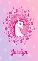 Jordyn: Unicorn Large Blank Primary Sketchbook Paper - Pink Purple Magical Horse Personalized Letter J Initial Custom First Name Cover - Drawing Sketch Book