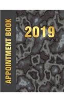 2019 Appointment Book: Hourly Planner, 365 Days, 8 1/2" X 11" Faux Black & Gray Marble with Gold Colored Design