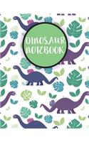 Dinosaur Notebook: Notebook For Kids - 108 Pages Lined and Blank Paper For Writing and Drawing - 8.5"x11" Composition Notebook