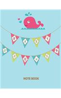 Baby Shower Notebook: Graphic Whale Blue Cover Notebook Journal Diary, 110 Lined pages, 8.5" x 11"(5 Baby Whale Shower Notebook)