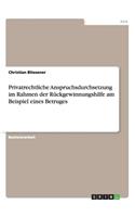 Privatrechtliche Anspruchsdurchsetzung im Rahmen der Rückgewinnungshilfe am Beispiel eines Betruges