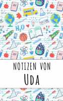 Notizen von Uda: Liniertes Notizbuch für deinen personalisierten Vornamen