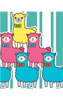 LLAMA Composition Notebook: 7.5 X 9.25 Primary Ruled 110 pages book for girls, kids, school, students and teachers